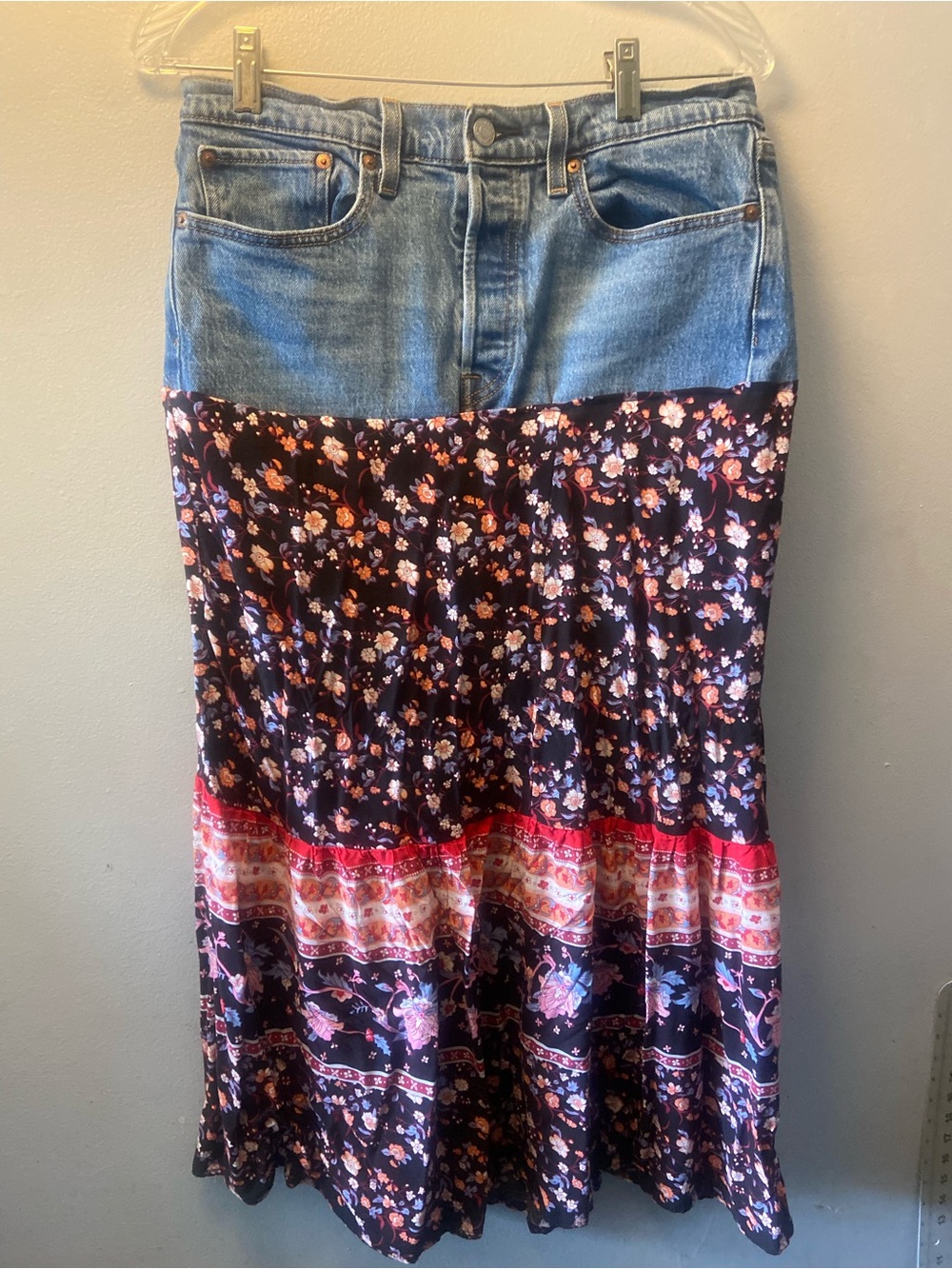 Levis Custom Made Skirt Size 30 Boho Western Festival